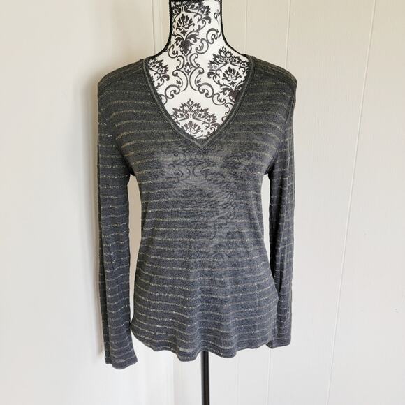 Rails Sami Charcoal Bronze Stripe Modal Blend Tee - Picture 2 of 5